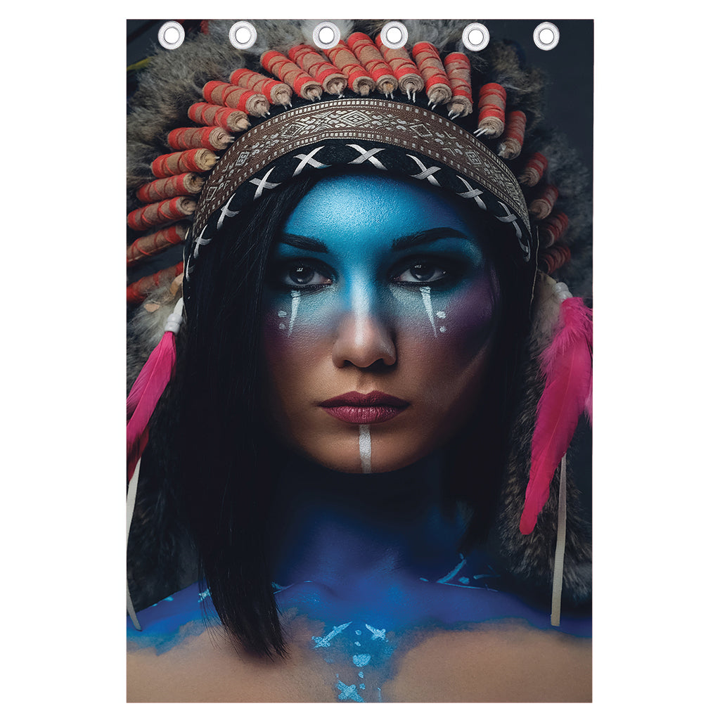 Native Indian Woman Portrait Print Curtain