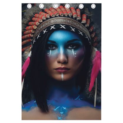 Native Indian Woman Portrait Print Curtain
