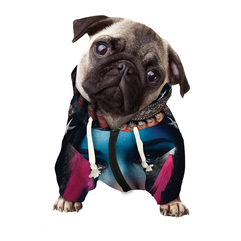Native Indian Woman Portrait Print Dog Zip Up Hoodie