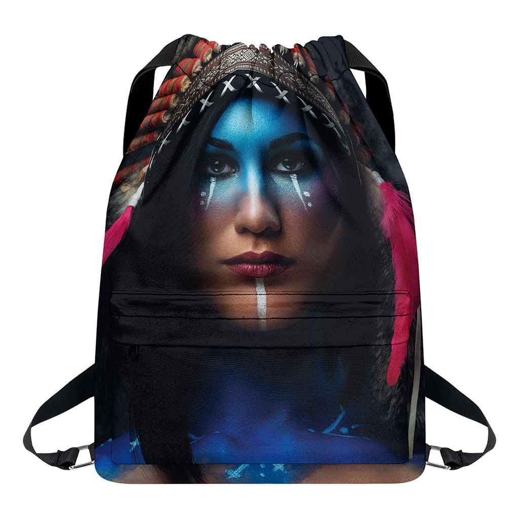 Native Indian Woman Portrait Print Drawstring Backpack