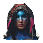 Native Indian Woman Portrait Print Drawstring Bag
