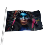 Native Indian Woman Portrait Print Flag