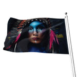 Native Indian Woman Portrait Print Flag