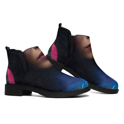 Native Indian Woman Portrait Print Flat Ankle Boots