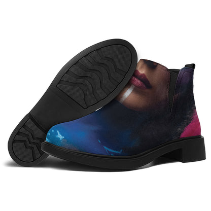 Native Indian Woman Portrait Print Flat Ankle Boots