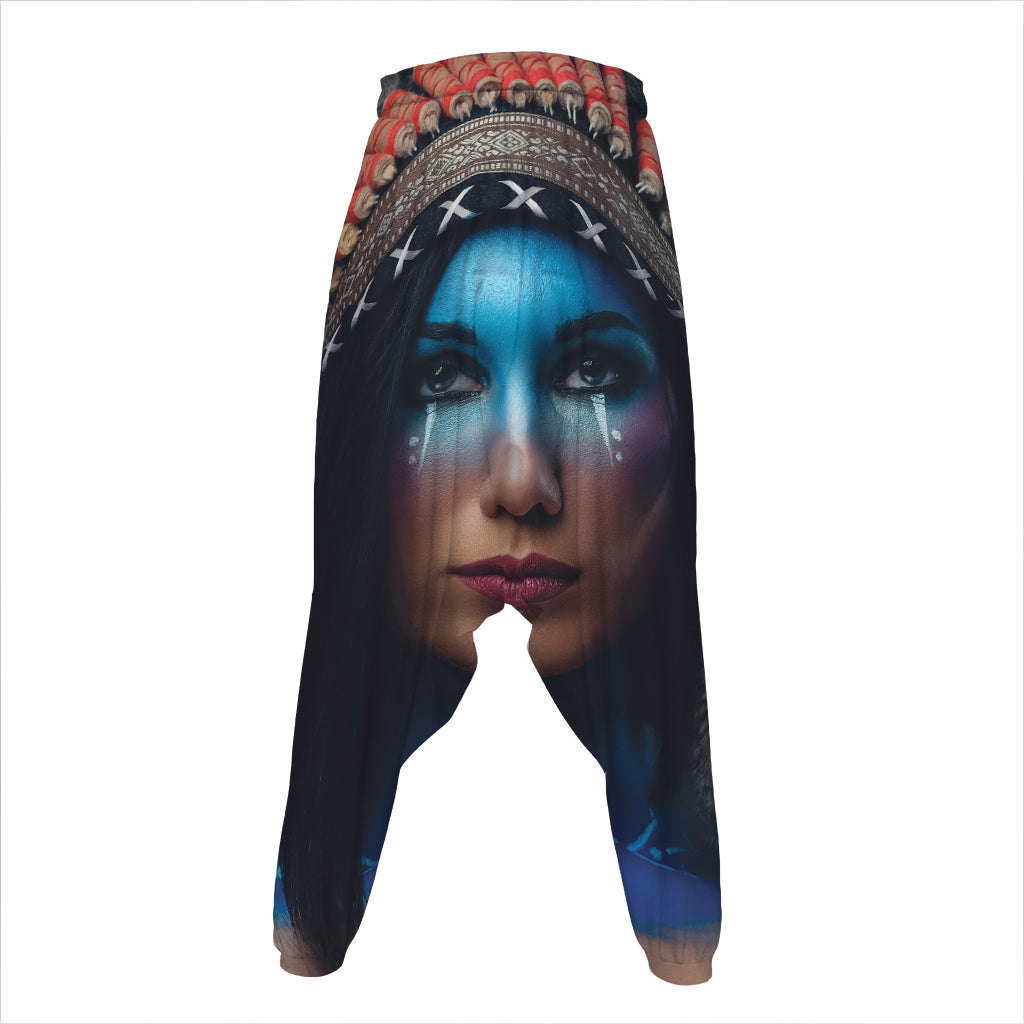 Native Indian Woman Portrait Print Hammer Pants