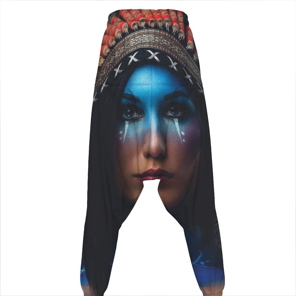 Native Indian Woman Portrait Print Hammer Pants