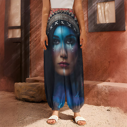 Native Indian Woman Portrait Print Harem Pants