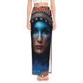 Native Indian Woman Portrait Print High Slit Maxi Skirt