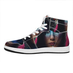 Native Indian Woman Portrait Print High Top Leather Sneakers