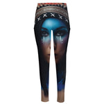 Native Indian Woman Portrait Print High-Waisted Pocket Leggings