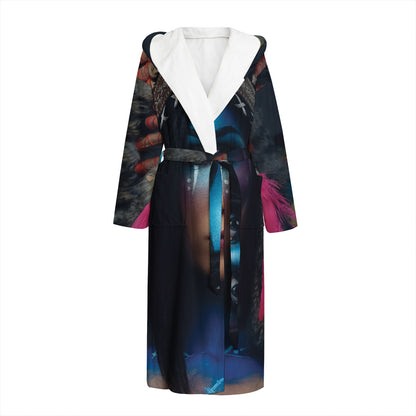 Native Indian Woman Portrait Print Hooded Bathrobe