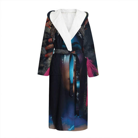 Native Indian Woman Portrait Print Hooded Bathrobe