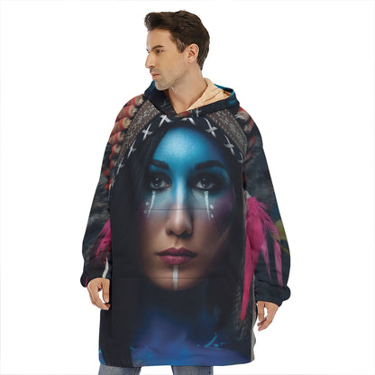 Native Indian Woman Portrait Print Hoodie Blanket