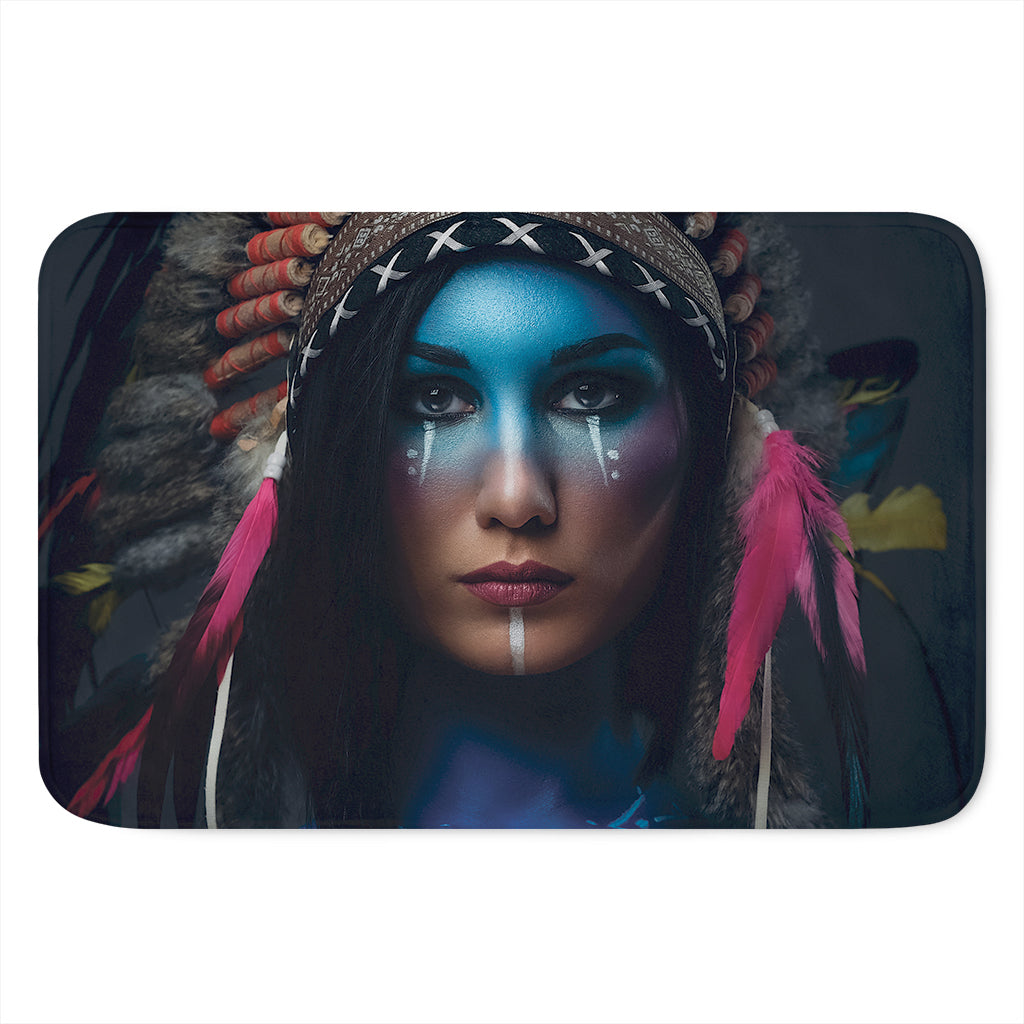 Native Indian Woman Portrait Print Indoor Door Mat
