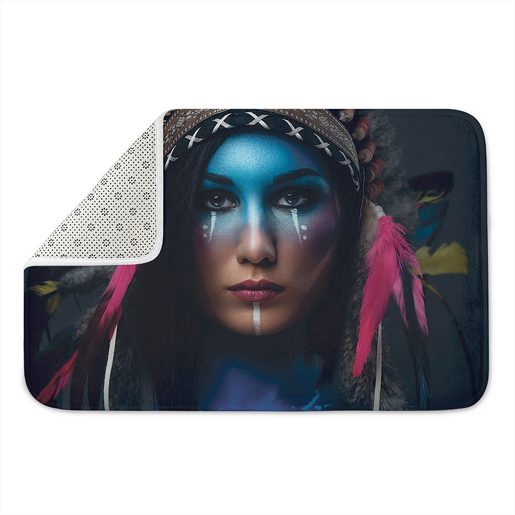 Native Indian Woman Portrait Print Indoor Door Mat