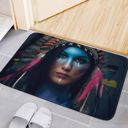 Native Indian Woman Portrait Print Indoor Door Mat