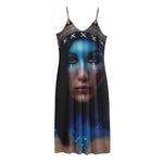 Native Indian Woman Portrait Print Jersey Midi Cami Dress