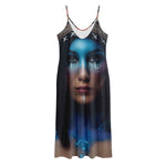 Native Indian Woman Portrait Print Jersey Midi Cami Dress