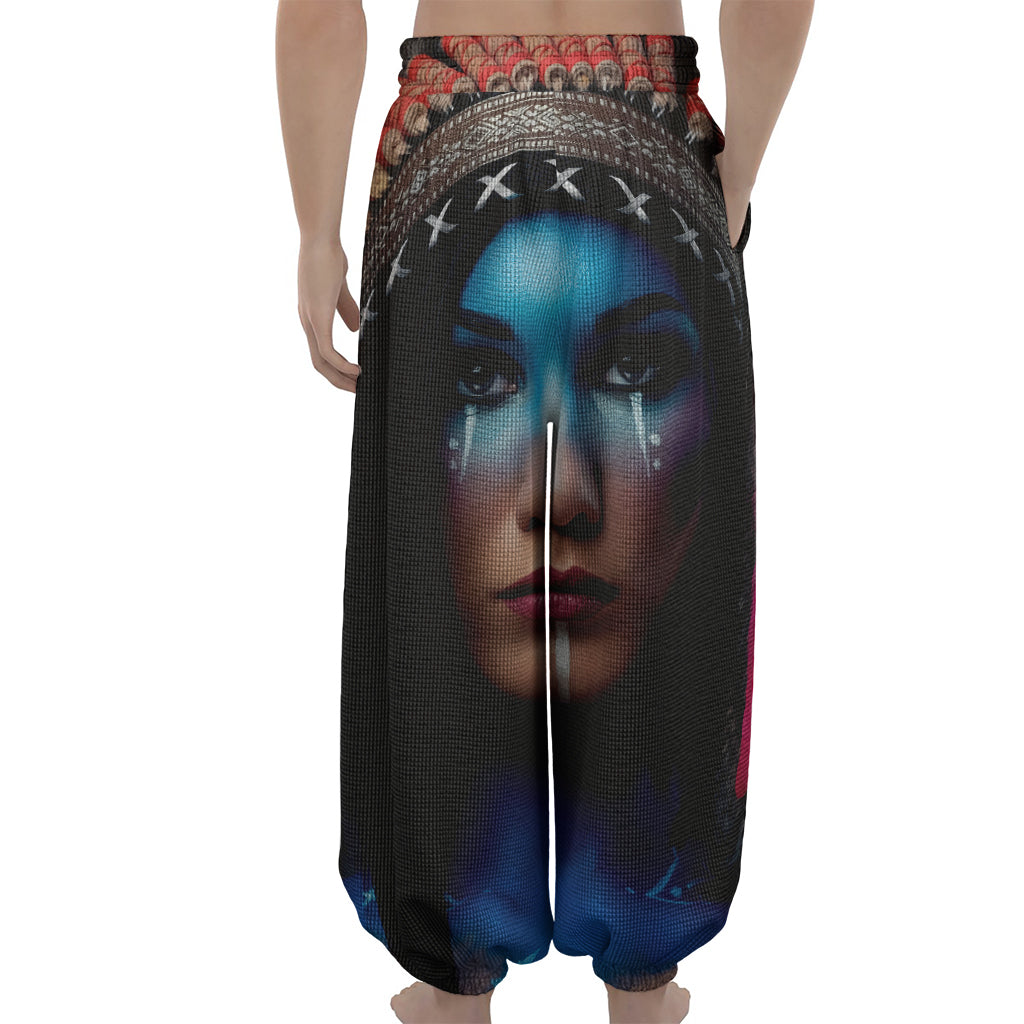Native Indian Woman Portrait Print Lantern Pants