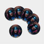 Native Indian Woman Portrait Print Leather Coaster Set