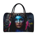 Native Indian Woman Portrait Print Leather Duffel Bag