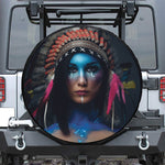 Native Indian Woman Portrait Print Leather Spare Tire Cover