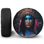 Native Indian Woman Portrait Print Leather Spare Tire Cover