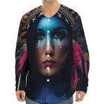Native Indian Woman Portrait Print Long Sleeve Baseball Jersey