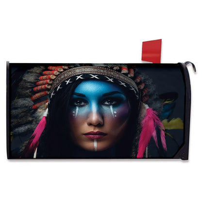 Native Indian Woman Portrait Print Mailbox Cover