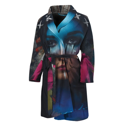 Native Indian Woman Portrait Print Men's Bathrobe