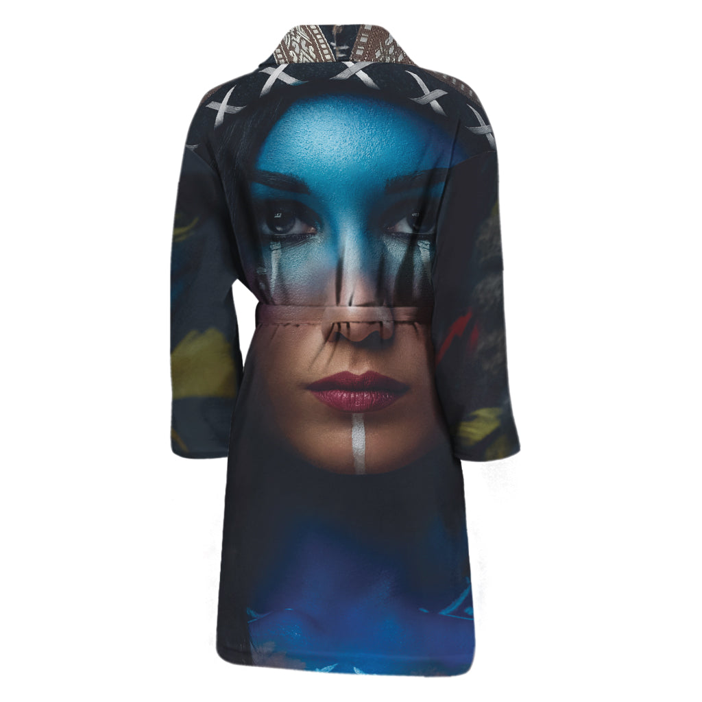 Native Indian Woman Portrait Print Men's Bathrobe