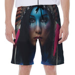 Native Indian Woman Portrait Print Men's Beach Shorts