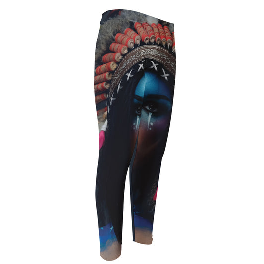 Native Indian Woman Portrait Print Men's Compression Pants