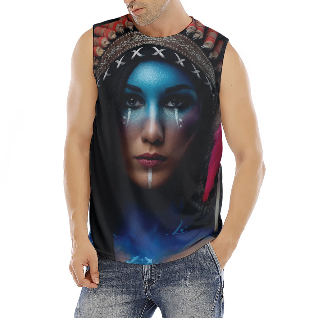 Native Indian Woman Portrait Print Men's Fitness Tank Top