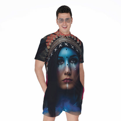 Native Indian Woman Portrait Print Men's Rompers