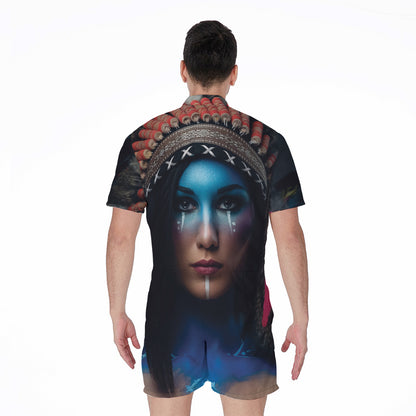 Native Indian Woman Portrait Print Men's Rompers