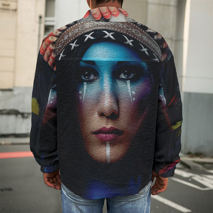 Native Indian Woman Portrait Print Men's Shirt Jacket