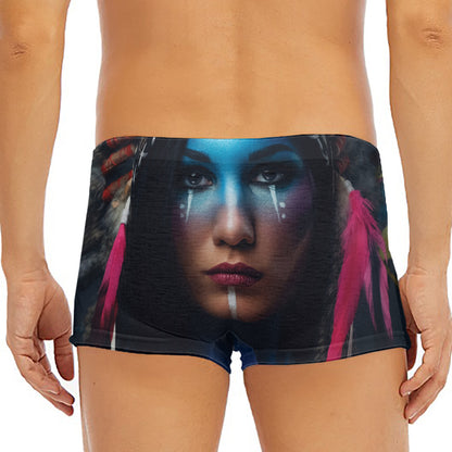 Native Indian Woman Portrait Print Men's Short Boxer Briefs