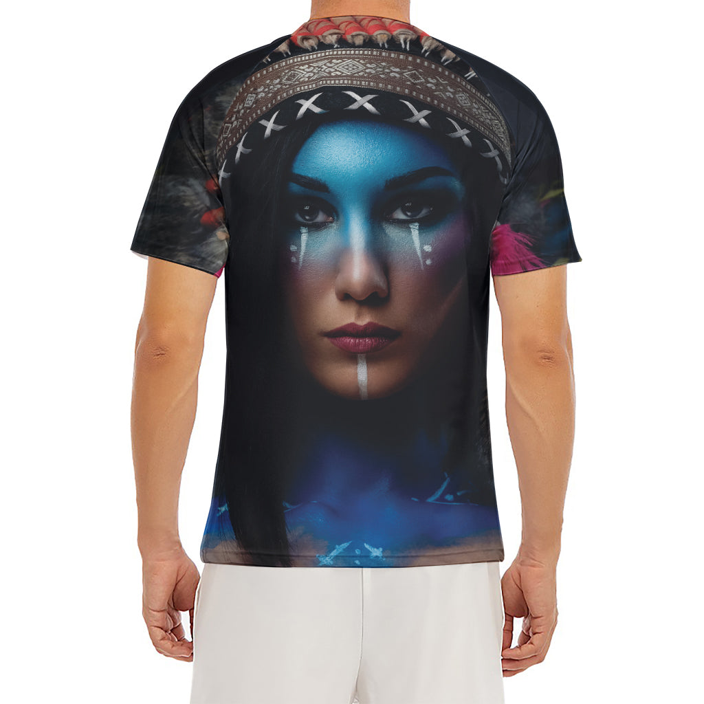 Native Indian Woman Portrait Print Men's Short Sleeve Rash Guard