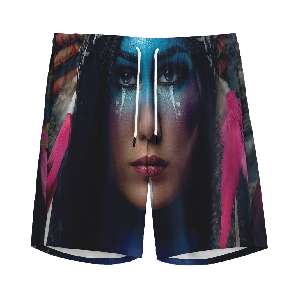 Native Indian Woman Portrait Print Men's Sports Shorts