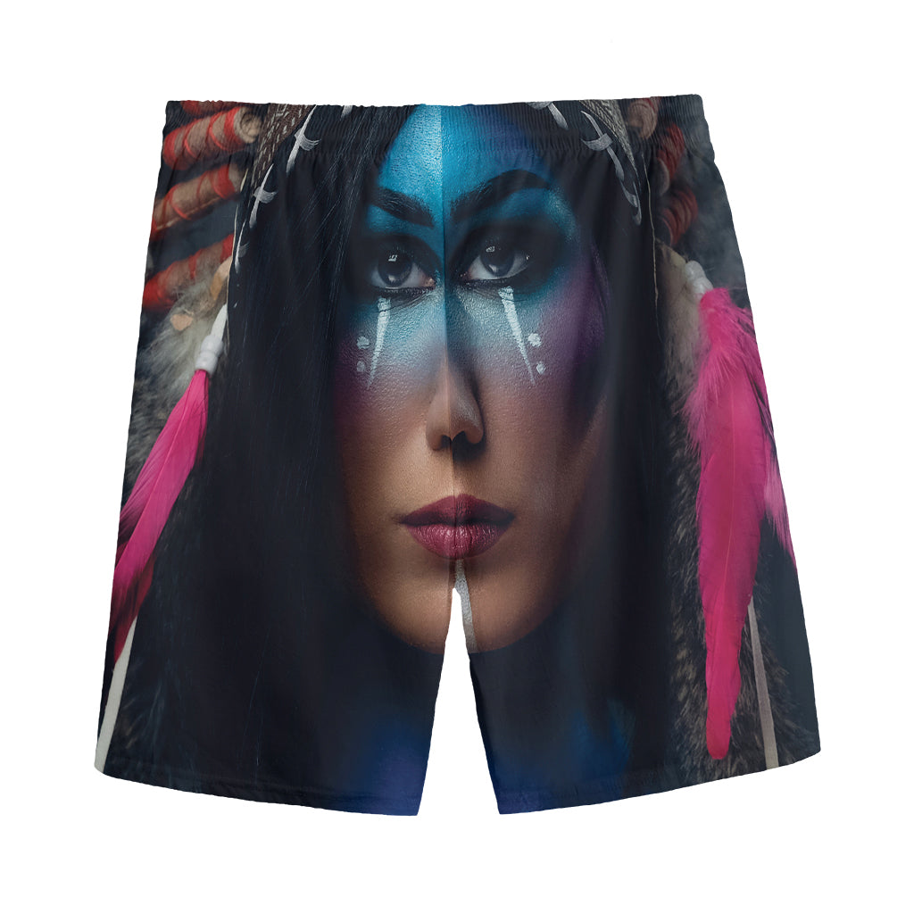 Native Indian Woman Portrait Print Men's Sports Shorts