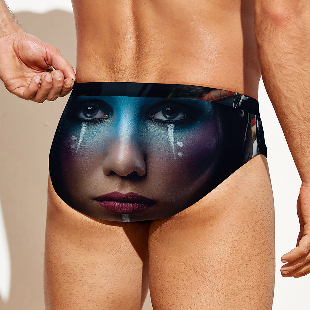 Native Indian Woman Portrait Print Men's Swim Briefs
