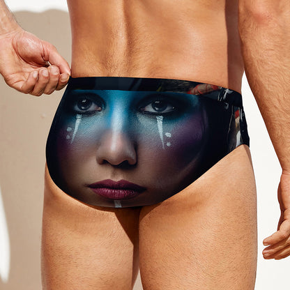 Native Indian Woman Portrait Print Men's Swim Briefs