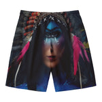 Native Indian Woman Portrait Print Men's Swim Trunks