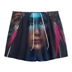 Native Indian Woman Portrait Print Mesh Shorts