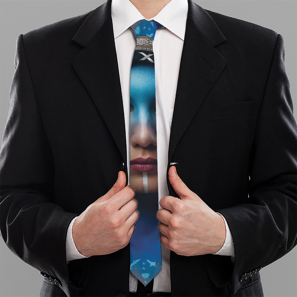 Native Indian Woman Portrait Print Necktie