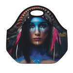 Native Indian Woman Portrait Print Neoprene Lunch Bag