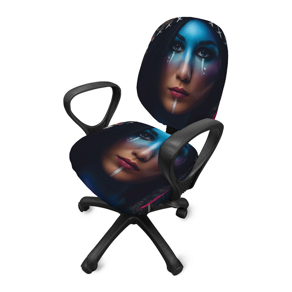Native Indian Woman Portrait Print Office Chair Cover