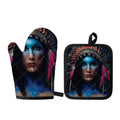 Native Indian Woman Portrait Print Oven Mitt And Pot Holder Set